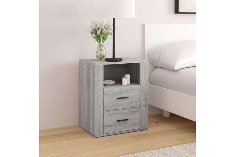beBasic Sängbord Grå Sonoma 50x36x60 cm konstruerat trä - Möbler - Sovrum - Sängbord