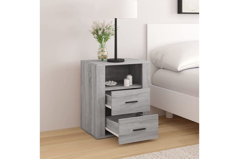 beBasic Sängbord Grå Sonoma 50x36x60 cm konstruerat trä - Möbler - Sovrum - Sängbord