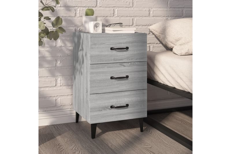 beBasic Sängbord grå sonoma-ek 40x40x66 cm konstruerat trä - Möbler - Sovrum - Sängbord