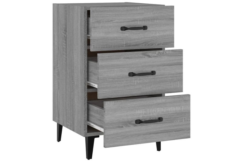 beBasic Sängbord grå sonoma-ek 40x40x66 cm konstruerat trä - Möbler - Sovrum - Sängbord