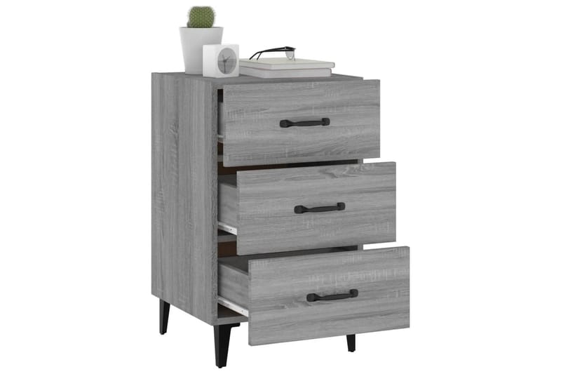 beBasic Sängbord grå sonoma-ek 40x40x66 cm konstruerat trä - Möbler - Sovrum - Sängbord