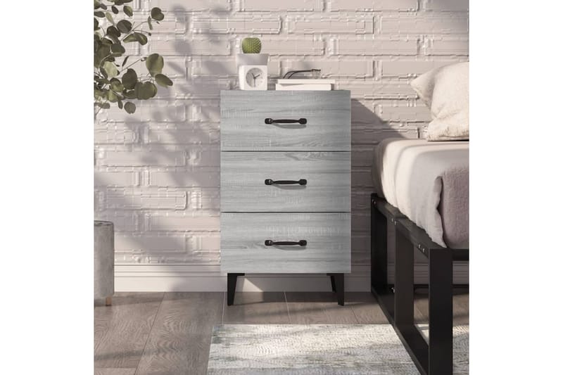 beBasic Sängbord grå sonoma-ek 40x40x66 cm konstruerat trä - Möbler - Sovrum - Sängbord