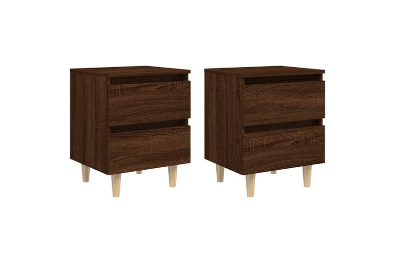 beBasic Sängbord med ben i massivt trä 2 st brun ek 40x35x50 cm - Sängbord - Bord