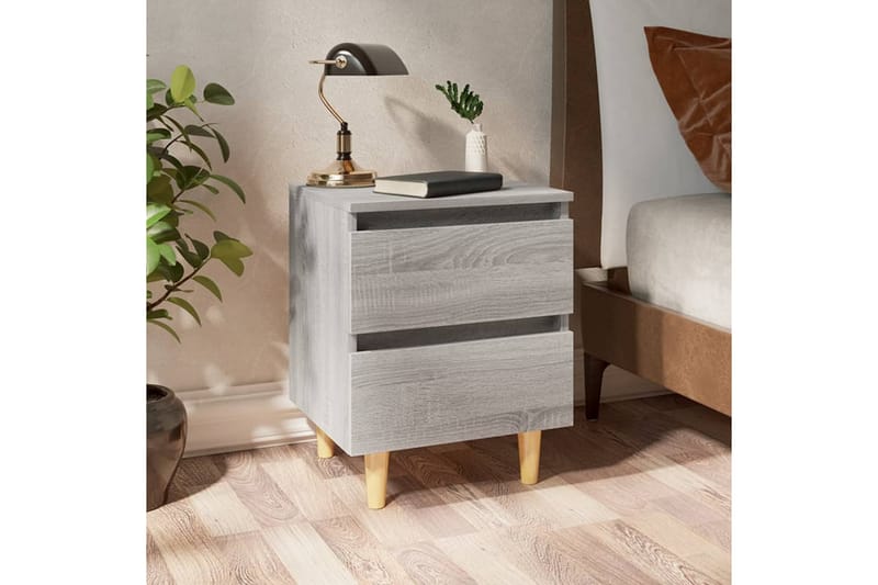 beBasic Sängbord med massiva furuben 2 st grå sonoma 40x35x50 cm - Möbler - Sovrum - Sängbord