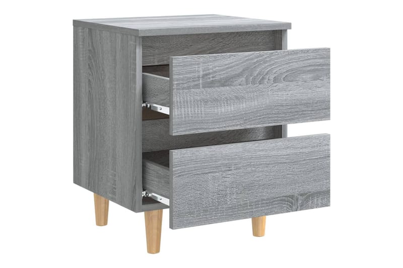 beBasic Sängbord med massiva furuben 2 st grå sonoma 40x35x50 cm - Möbler - Sovrum - Sängbord