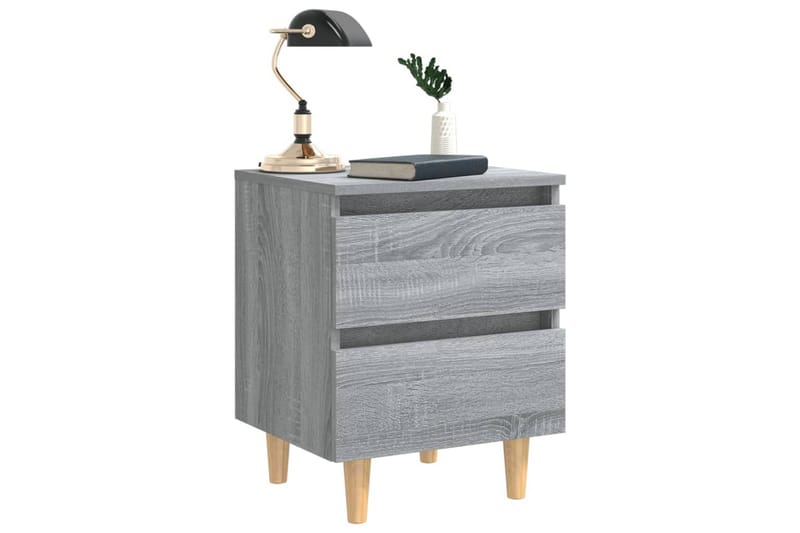 beBasic Sängbord med massiva furuben 2 st grå sonoma 40x35x50 cm - Möbler - Sovrum - Sängbord