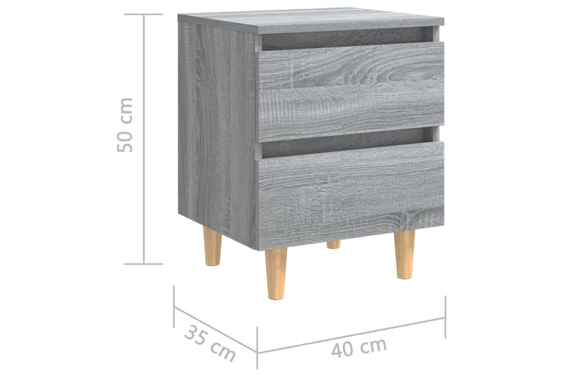 beBasic Sängbord med massiva furuben 2 st grå sonoma 40x35x50 cm - Möbler - Sovrum - Sängbord