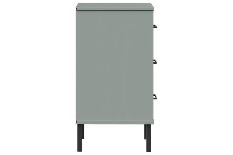 beBasic Sängbord med metallben OSLO grå massiv furu - Möbler - Sovrum - Sängbord