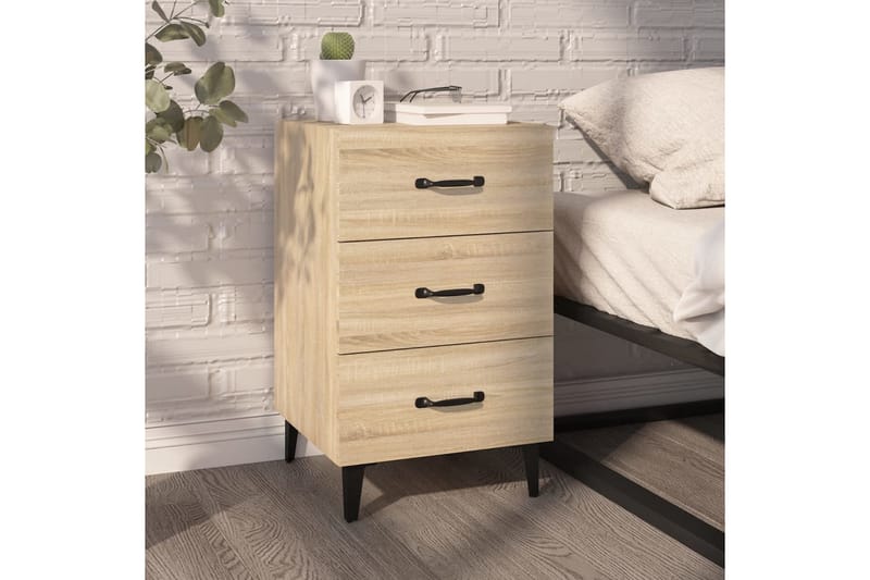 beBasic Sängbord sonoma-ek 40x40x66 konstruerat trä - Möbler - Sovrum - Sängbord