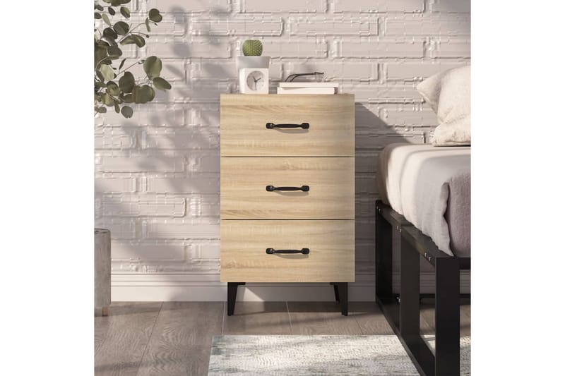 beBasic Sängbord sonoma-ek 40x40x66 konstruerat trä - Möbler - Sovrum - Sängbord