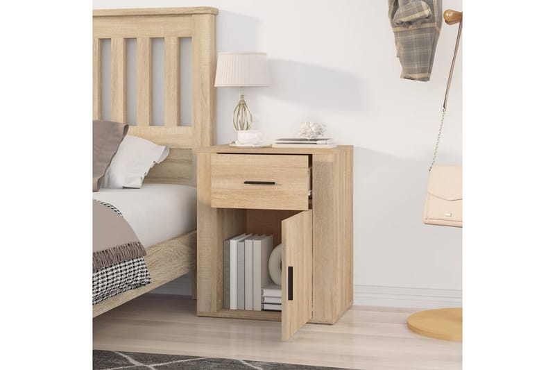 beBasic Sängbord sonoma-ek 50x36x60 cm konstruerat trä - Möbler - Sovrum - Sängbord