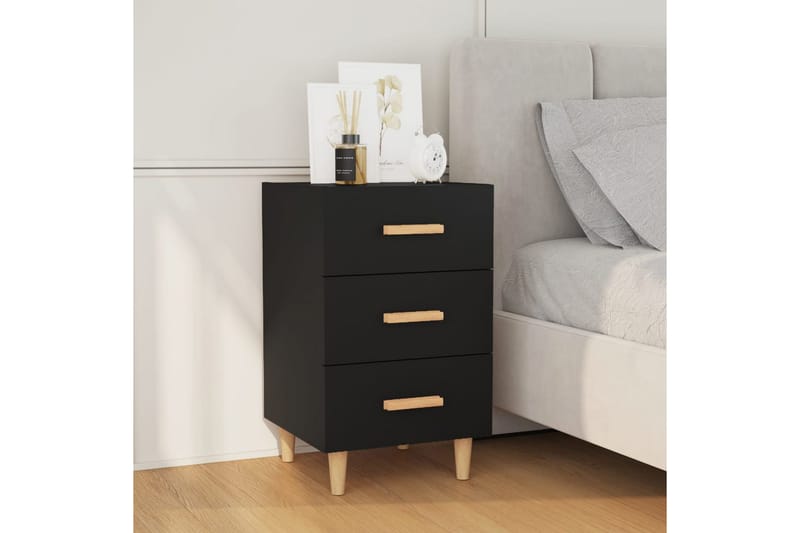 beBasic Sängbord svart 40x40x66 konstruerat trä - Möbler - Sovrum - Sängbord