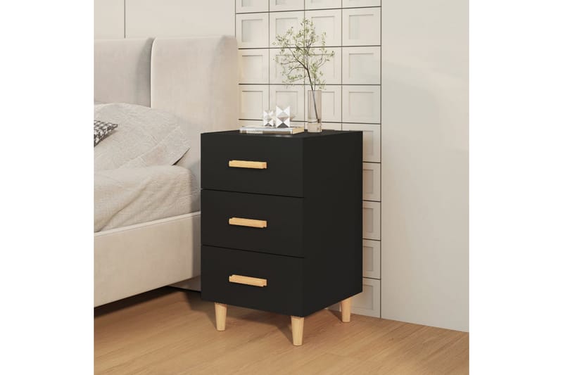 beBasic Sängbord svart 40x40x66 konstruerat trä - Möbler - Sovrum - Sängbord