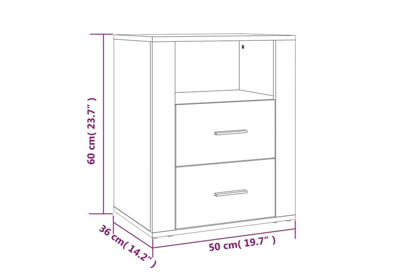 beBasic Sängbord svart 50x36x60 cm konstruerat trä - Möbler - Sovrum - Sängbord