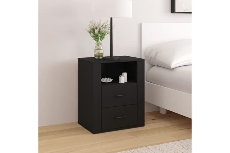 beBasic Sängbord svart 50x36x60 cm konstruerat trä - Möbler - Sovrum - Sängbord
