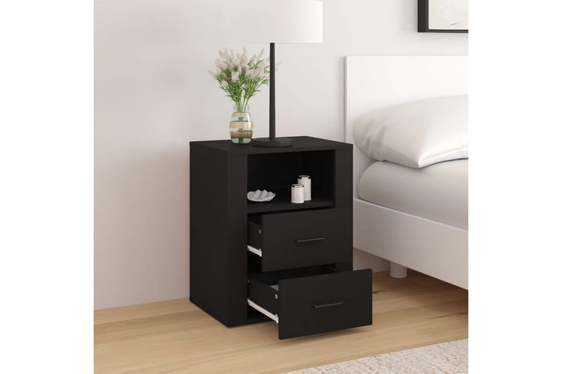 beBasic Sängbord svart 50x36x60 cm konstruerat trä - Möbler - Sovrum - Sängbord