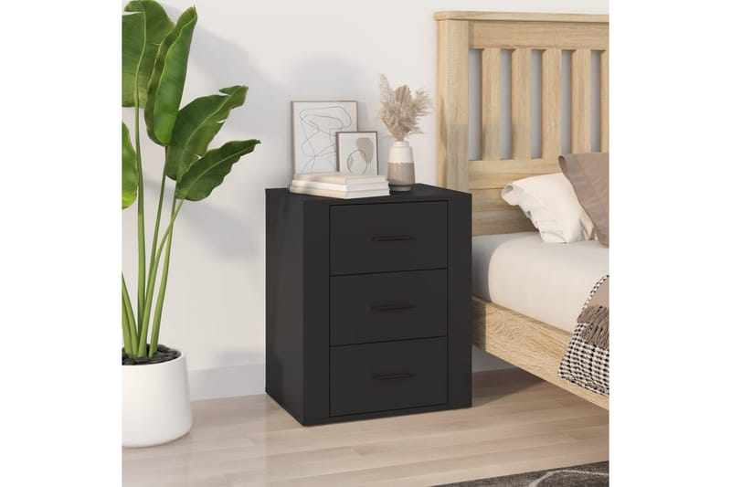 beBasic Sängbord svart 50x36x60 cm konstruerat trä - Möbler - Sovrum - Sängbord