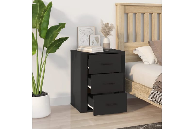 beBasic Sängbord svart 50x36x60 cm konstruerat trä - Möbler - Sovrum - Sängbord