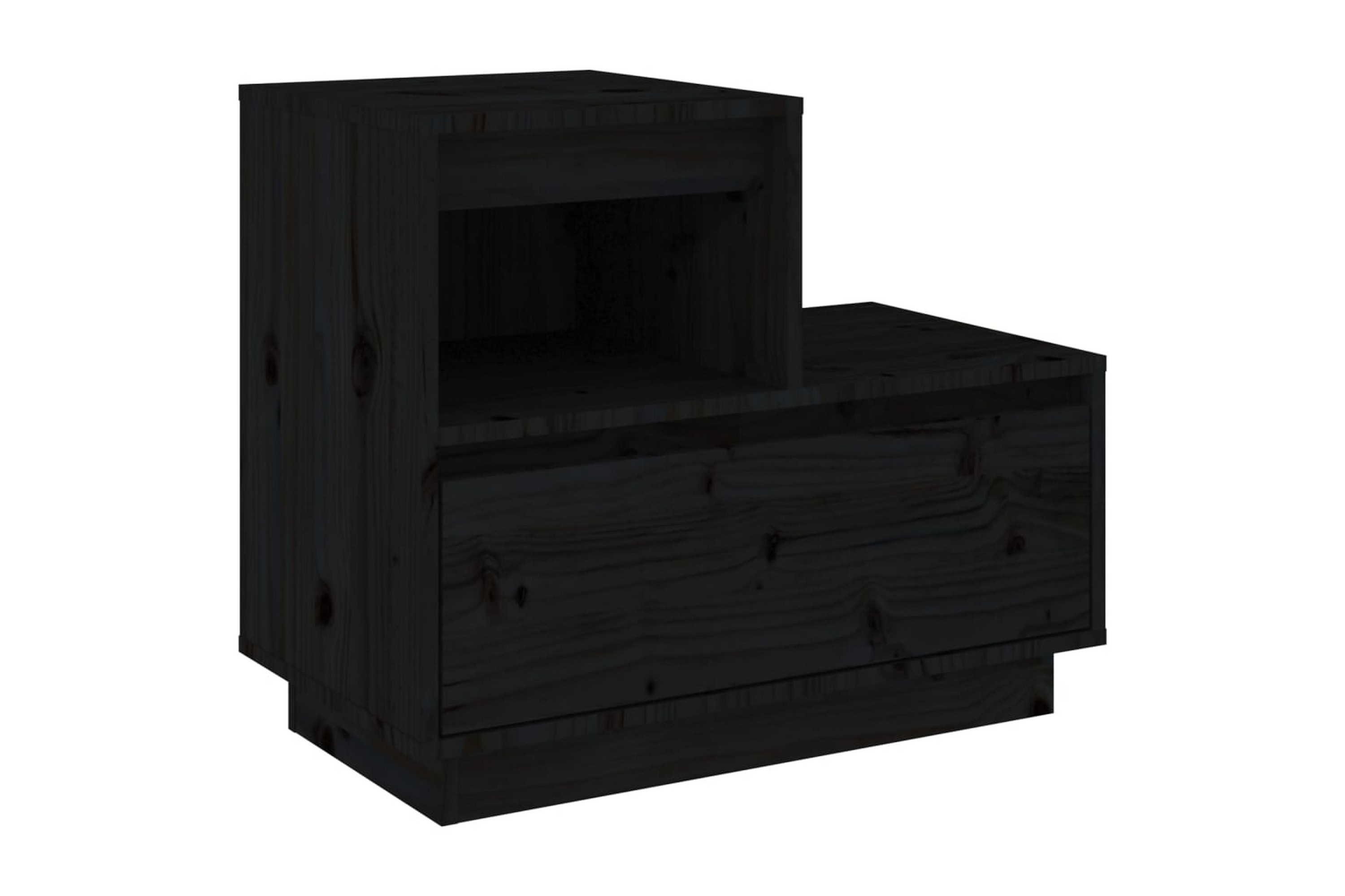 beBasic Sängbord svart 60x34x51 cm massiv furu –