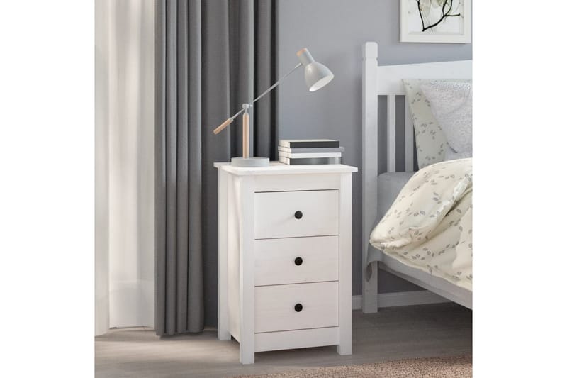 beBasic Sängbord vit 40x35x61,5 cm massiv furu - Möbler - Sovrum - Sängbord