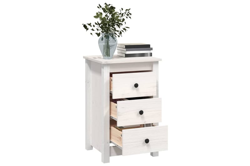 beBasic Sängbord vit 40x35x61,5 cm massiv furu - Möbler - Sovrum - Sängbord