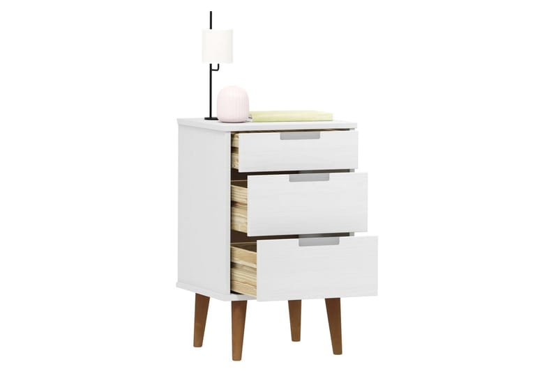 beBasic Sängbord vit 40x35x65 cm massiv furu - Möbler - Sovrum - Sängbord