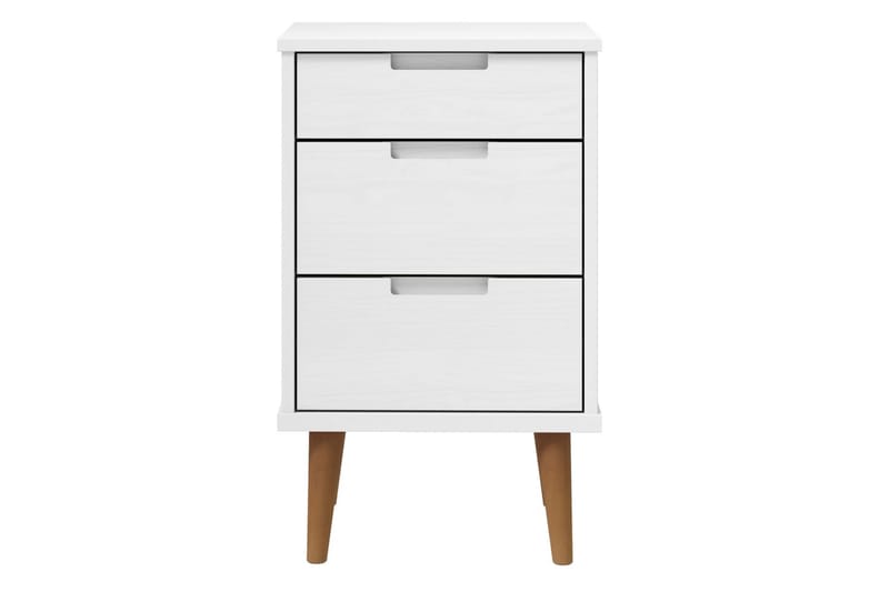 beBasic Sängbord vit 40x35x65 cm massiv furu - Möbler - Sovrum - Sängbord