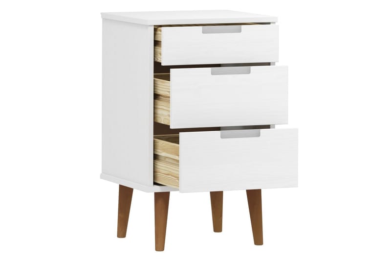 beBasic Sängbord vit 40x35x65 cm massiv furu - Möbler - Sovrum - Sängbord