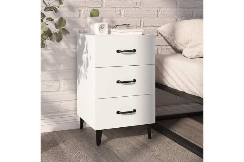beBasic Sängbord vit 40x40x66 cm konstruerat trä - Möbler - Sovrum - Sängbord