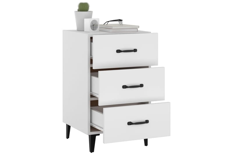 beBasic Sängbord vit 40x40x66 cm konstruerat trä - Möbler - Sovrum - Sängbord