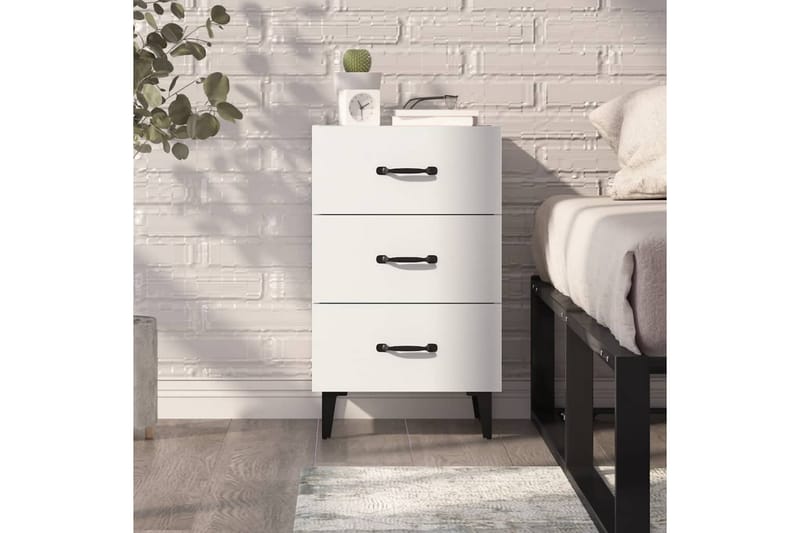 beBasic Sängbord vit 40x40x66 cm konstruerat trä - Möbler - Sovrum - Sängbord