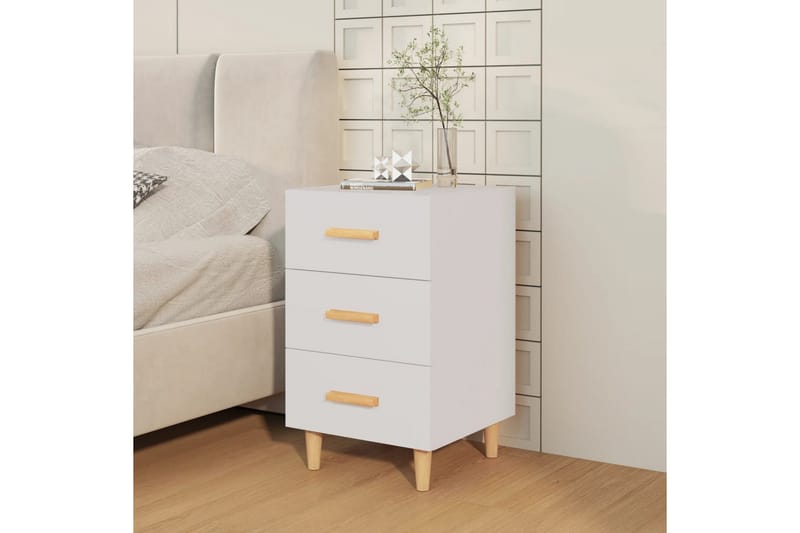 beBasic Sängbord vit 40x40x66 cm konstruerat trä - Möbler - Sovrum - Sängbord