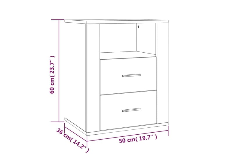 beBasic Sängbord vit 50x36x60 cm konstruerat trä - Möbler - Sovrum - Sängbord