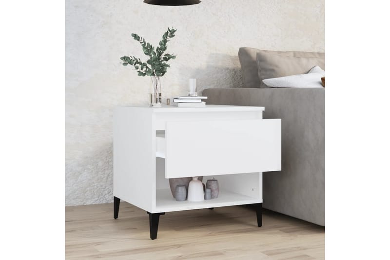 beBasic Sängbord vit 50x46x50 cm konstruerat trä - Möbler - Sovrum - Sängbord