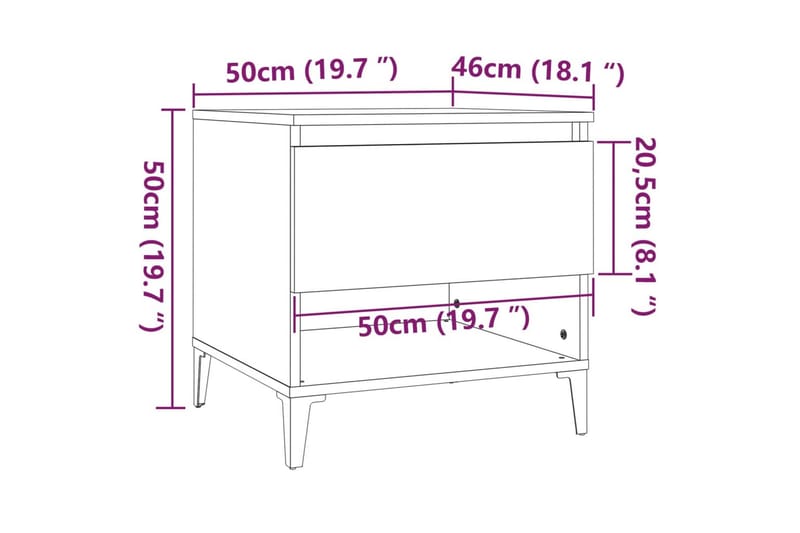 beBasic Sängbord vit 50x46x50 cm konstruerat trä - Möbler - Sovrum - Sängbord