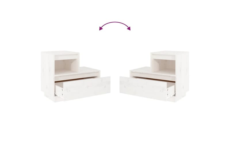 beBasic Sängbord vit 60x34x51 cm massiv furu - Möbler - Sovrum - Sängbord