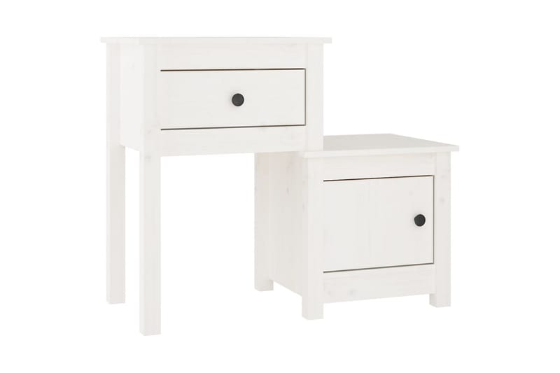 beBasic Sängbord vit 79,5x38x65,5 cm massiv furu - Möbler - Sovrum - Sängbord