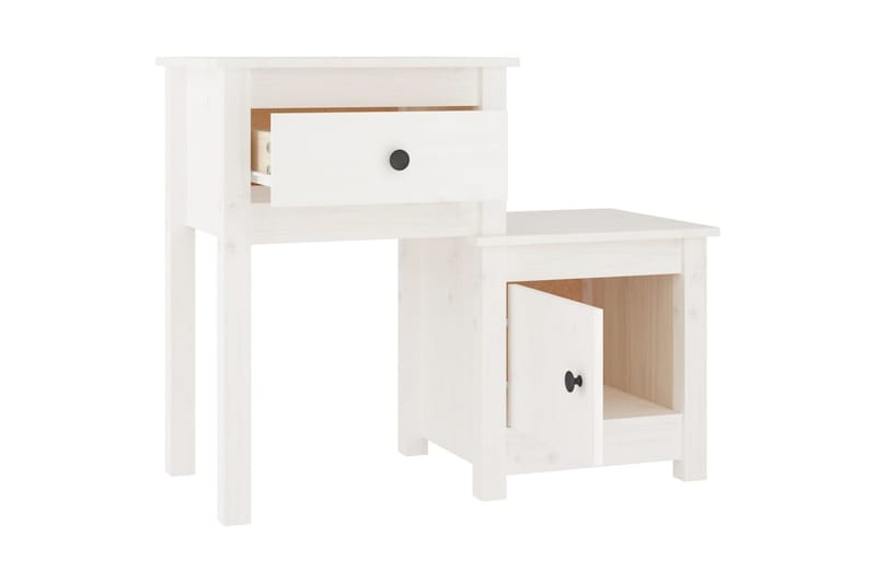 beBasic Sängbord vit 79,5x38x65,5 cm massiv furu - Möbler - Sovrum - Sängbord