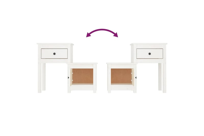 beBasic Sängbord vit 79,5x38x65,5 cm massiv furu - Möbler - Sovrum - Sängbord