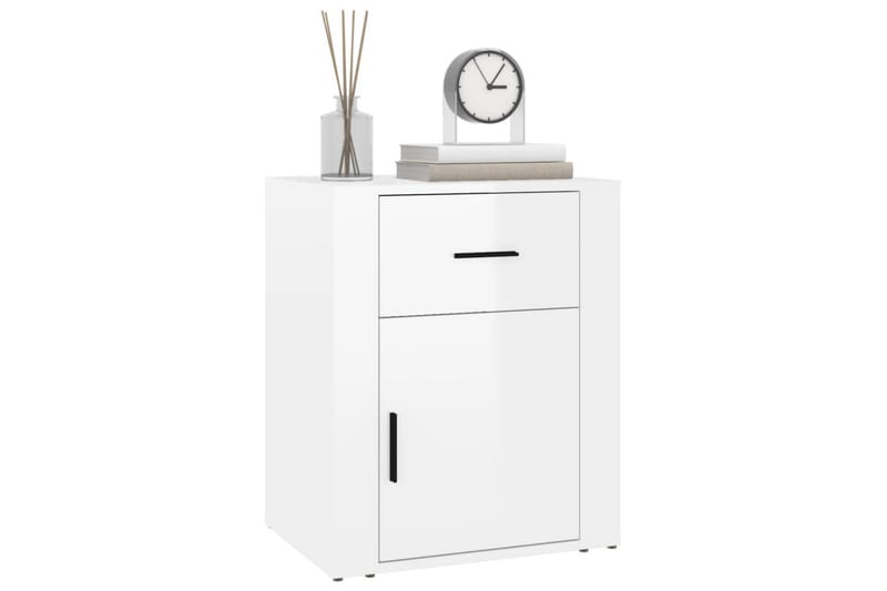 beBasic Sängbord vit högglans 50x36x60 cm konstruerat trä - Möbler - Sovrum - Sängbord