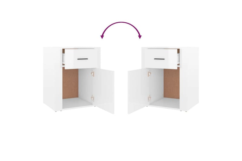 beBasic Sängbord vit högglans 50x36x60 cm konstruerat trä - Möbler - Sovrum - Sängbord