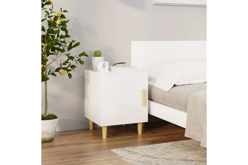 beBasic Sängbord vit högglans konstruerat trä - Sängbord - Bord
