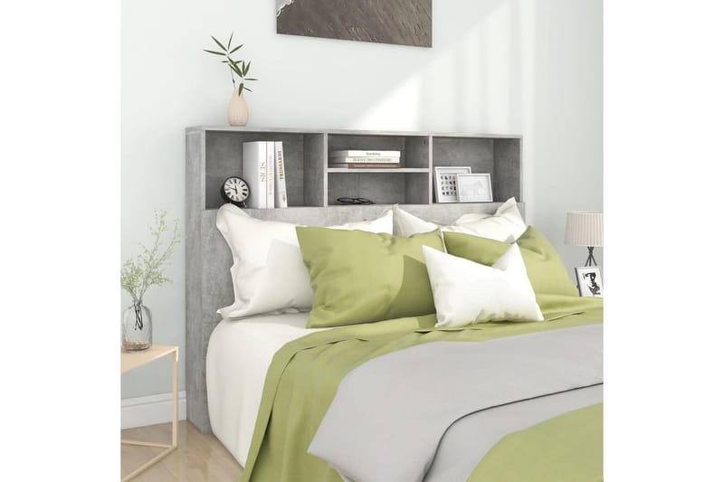 beBasic Sänggavel med förvaring betonggrå 140x19x103,5 cm - Möbler - Sovrum - Sänggavlar