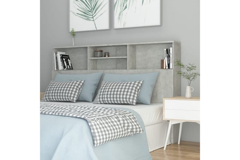 beBasic Sänggavel med förvaring betonggrå 160x19x103,5 cm - Möbler - Sovrum - Sänggavlar