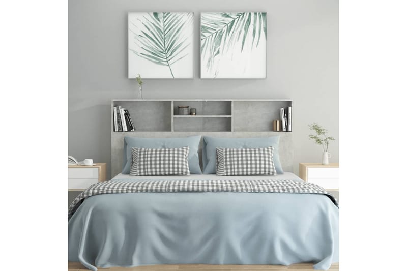beBasic Sänggavel med förvaring betonggrå 160x19x103,5 cm - Möbler - Sovrum - Sänggavlar