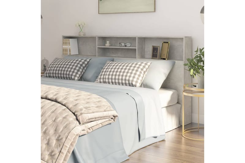 beBasic Sänggavel med förvaring betonggrå 200x19x103,5 cm - Möbler - Sovrum - Sänggavlar
