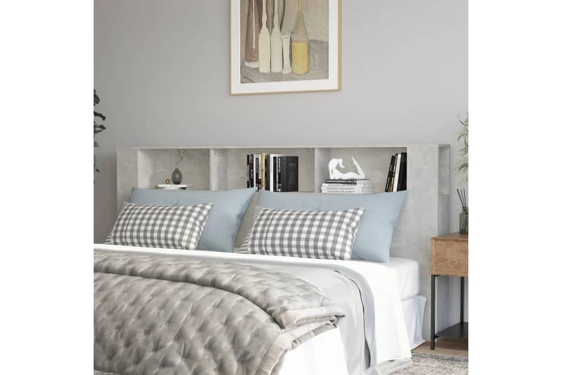 beBasic Sänggavel med förvaring betonggrå 220x18,5x104,5 cm - Möbler - Sovrum - Sänggavlar