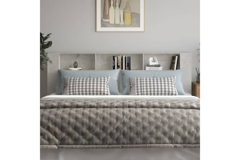 beBasic Sänggavel med förvaring betonggrå 220x18,5x104,5 cm - Möbler - Sovrum - Sänggavlar