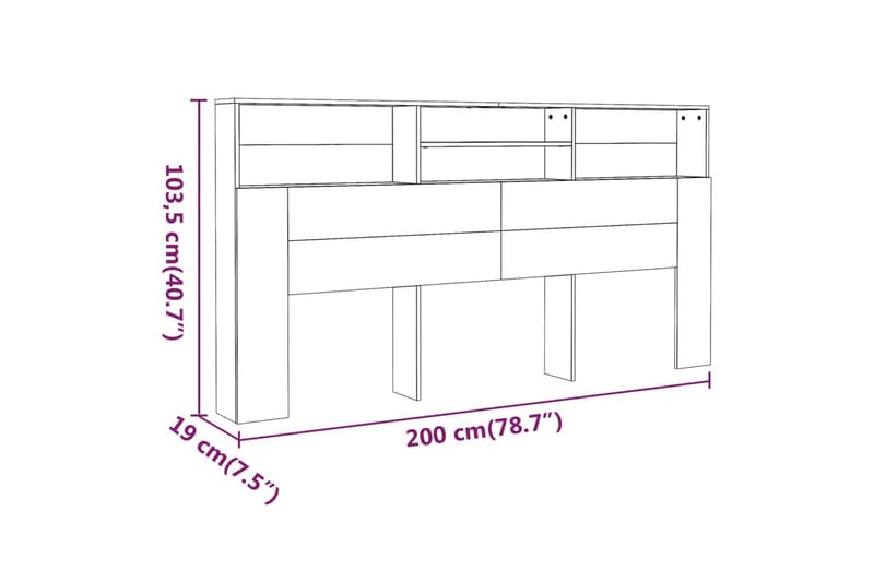 beBasic Sänggavel med förvaring brun ek 200x19x103,5 cm - Sänggavlar