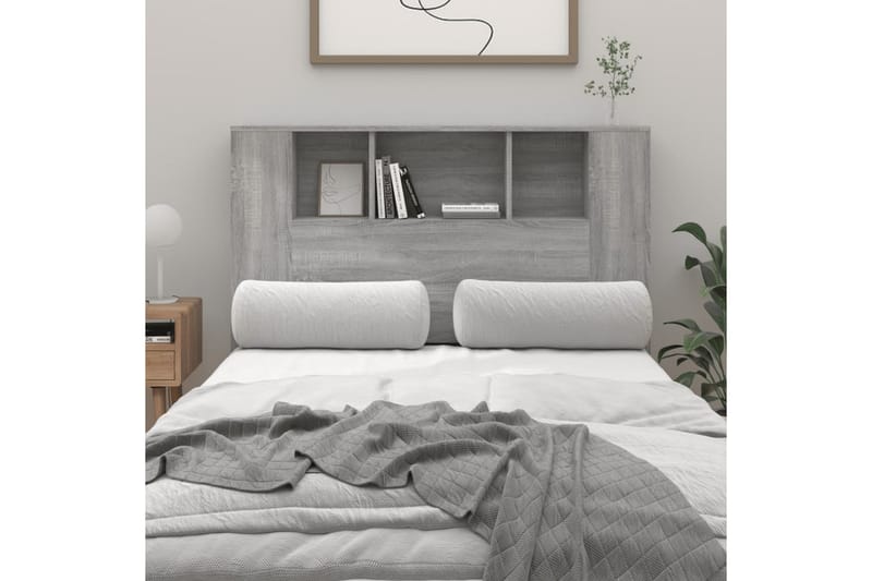 beBasic Sänggavel med förvaring grå sonoma 120x18,5x104,5 cm - Möbler - Sovrum - Sänggavlar